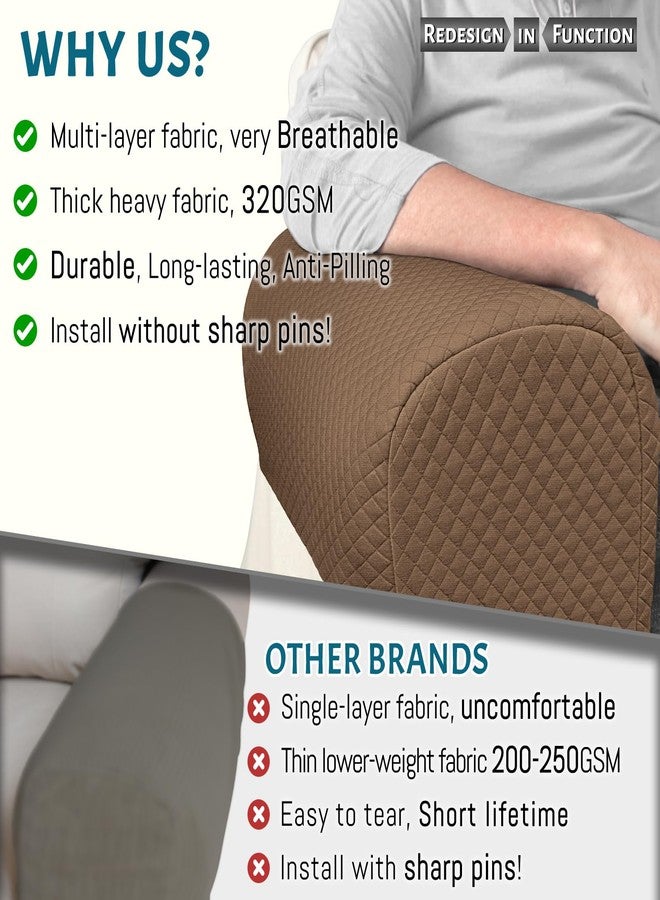 Roytub Couch Arm Covers, Sofa Arm Covers, Stretch Armrest Cover for Sofas, Armchair, Loveseat, Recliner, Sofa armrest Cover, Arm Chair Covers Set of 2 (Medium, Coffee) - Image 2